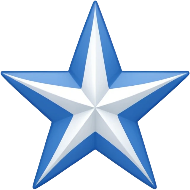 Recreate an image with a red background and a wide white diagonal stripe running from the top left corner to the bottom right corner. At the center of the white stripe, place a blue five-pointed star. emoji