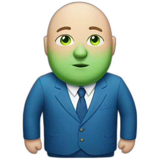 green-eyed overweight bald man in a blue suit emoji