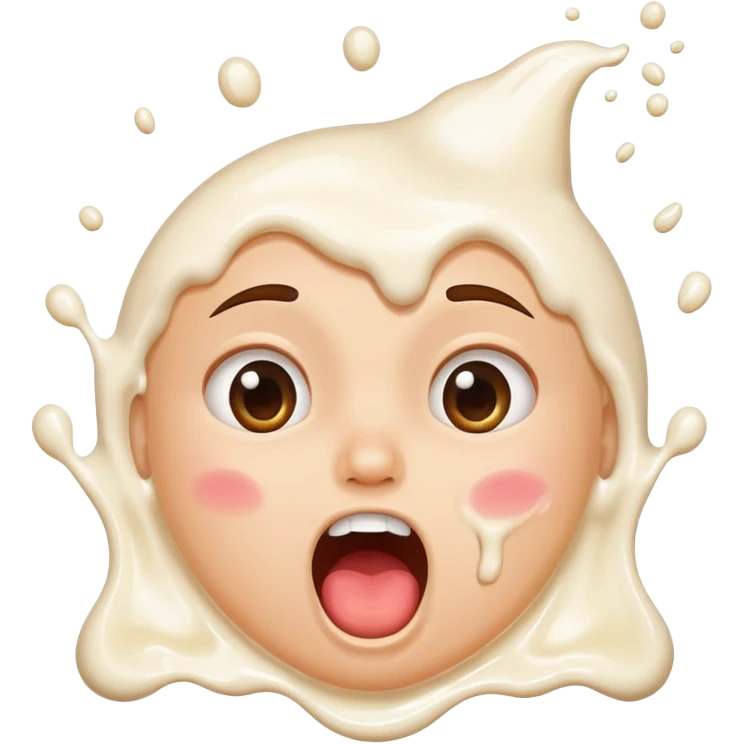 moaning face with milk splashed all over it, expressive, playful, suitable for emoji use, no explicit content emoji