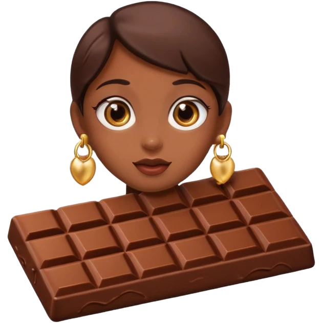chocolate with eyes and earrings emoji