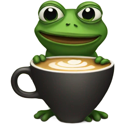 pepe the frog with a cup of coffee emoji