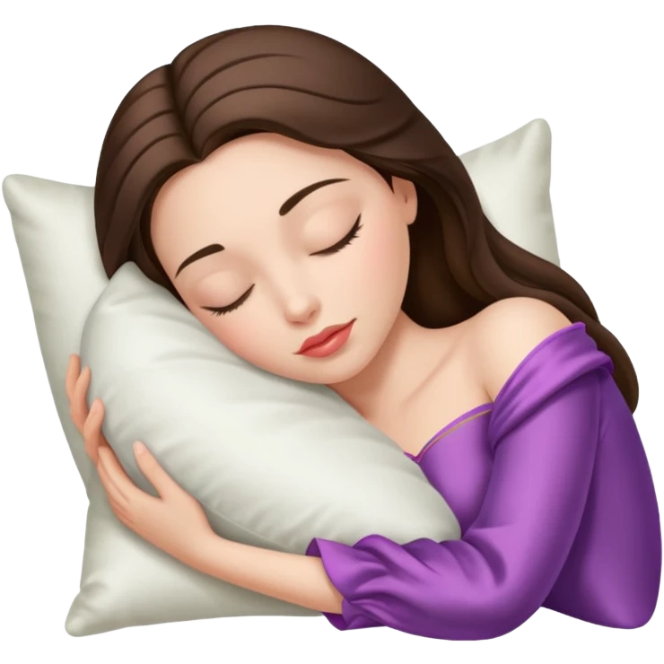 sleeping beauty brunette white girl with a silk pillow emoji