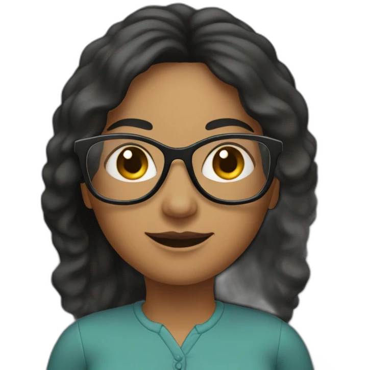 50 year old women with black midle long hair rond glasses emoji