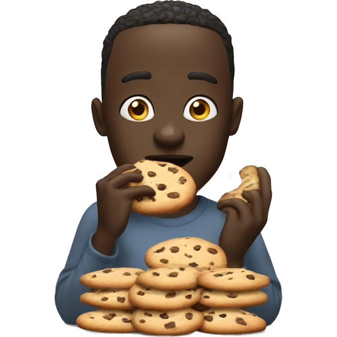 White person devouring large stack of cookies￼ emoji