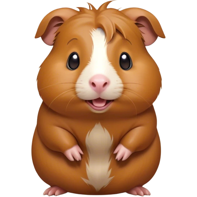Cinematic Comical Brown Guinea Pig Portrait Emoji, Head tilted dramatically with an exaggeratedly amused expression, featuring a sleek brown coat with a naturally scrunched little face, wide, expressive dark eyes filled with playful disbelief, Simplified yet hilariously expressive features, highly detailed, glowing with a slightly sassy glow, high shine, dramatic yet playful, stylized with an air of cheeky mischief, bright and endearing, soft glowing outline, capturing the essence of a spirited and over-the-top guinea pig, so meme-worthy it feels like it could side-eye its way into internet fame instantly! emoji