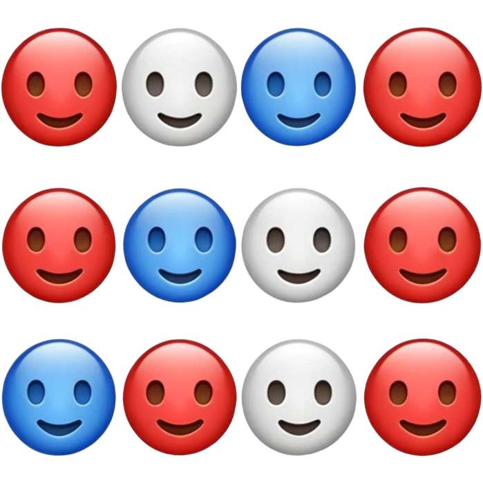 A high-quality emoji-style icon in red, white, and blue only (no other colors).
Smooth shading and highlights using only red, white, and blue, no gradients outside those colors.
No text, no symbols, no additional colors. emoji