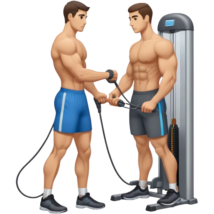 side-view man standing cable-machine tricep-pushdown emoji