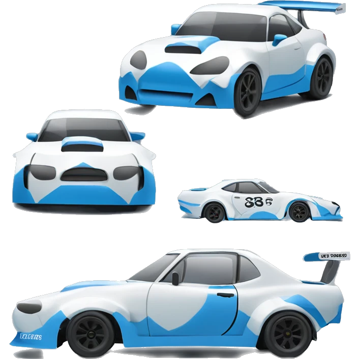 wide-body pearl-blue Cardstock Papercraft fr-s racecar emoji