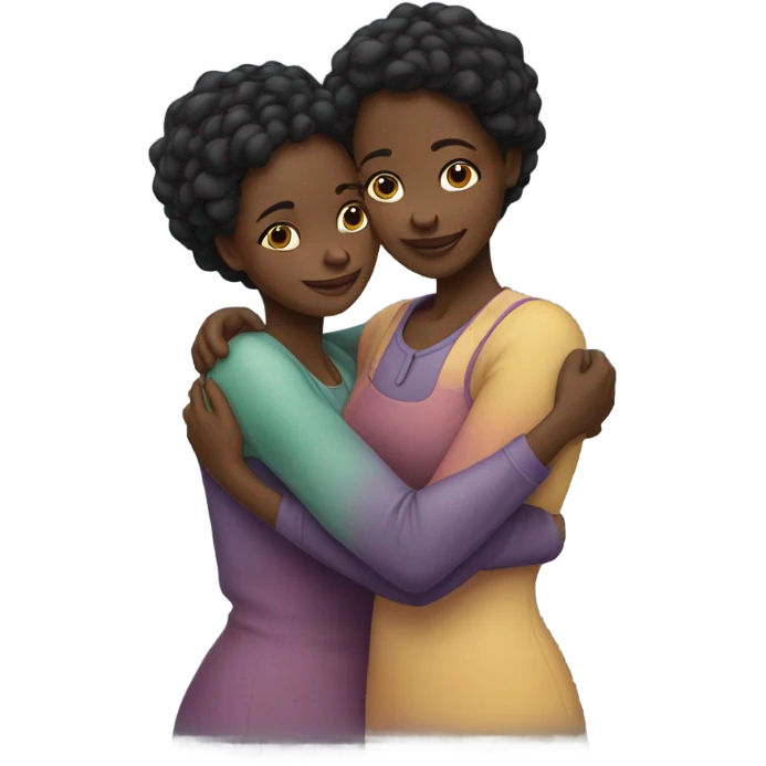 Black sisters hugging emoji