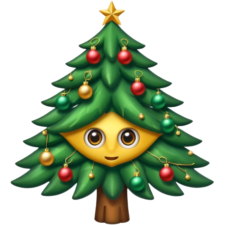 CREA UNA IMAGEN DE UN ARBOL DE NAVIDAD CON OJOS Y BOCA emoji