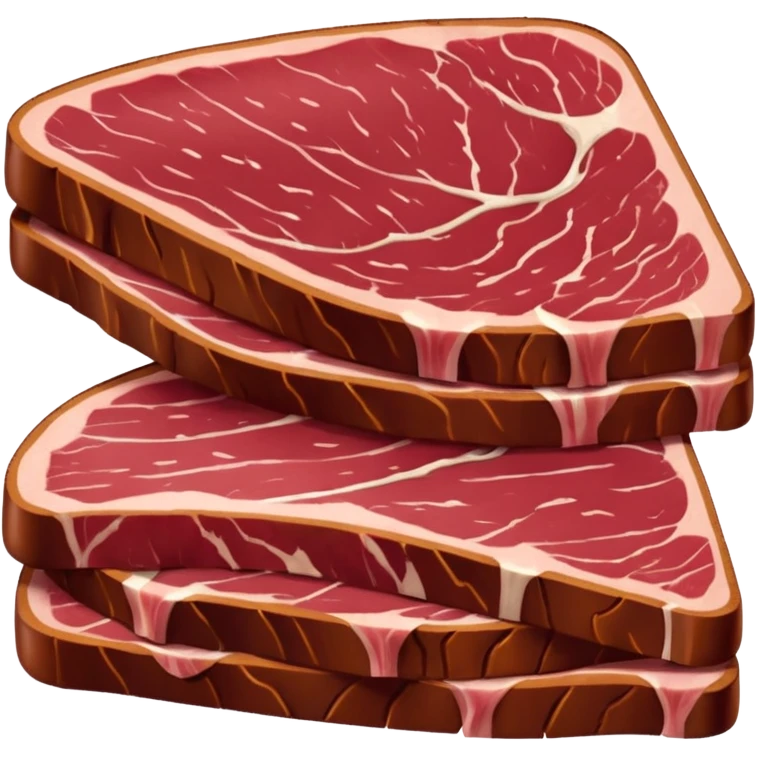 thin, slightly overlapping slices of air-dried beef, burgundy-red, smooth and shiny, darker curved edges, fine grain visible, no board or garnish, soft lighting, emoji scale emoji