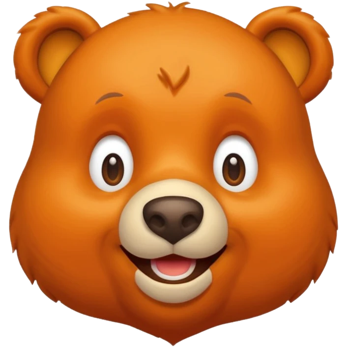 Create a orange friendly bear, make him look like from a kid cartoon and make him smile emoji