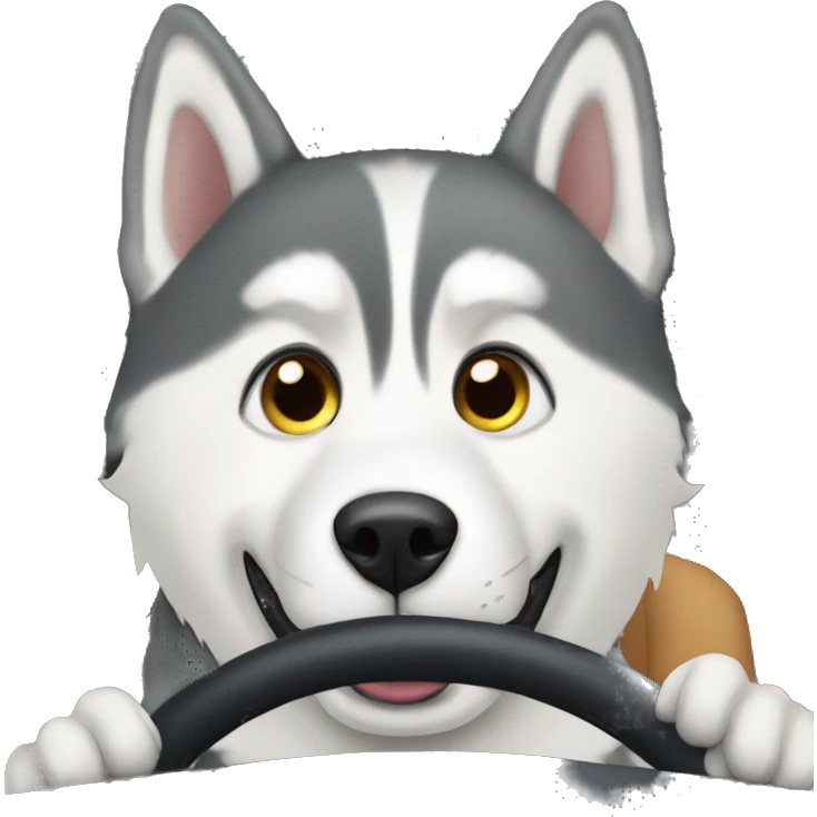 Husky driving a car  emoji