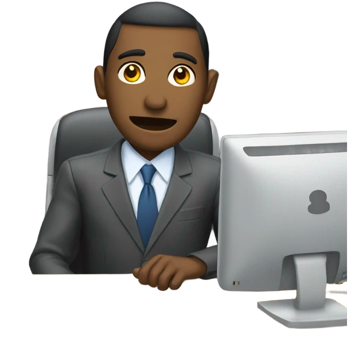 office worker with computer on desk emoji