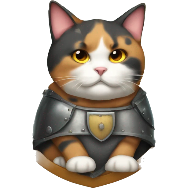 Fat calico cat with a shield  emoji