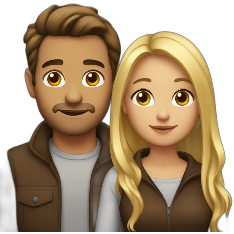 Couple brune et blond emoji