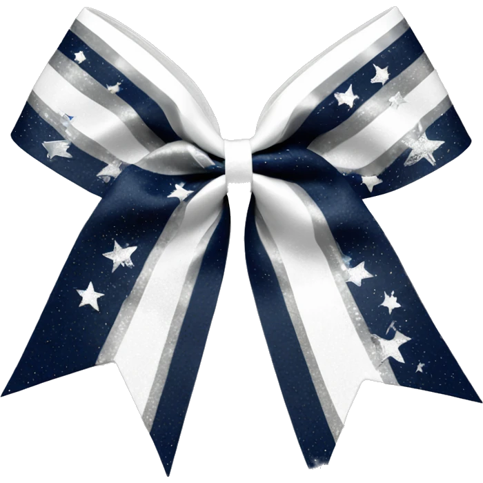 all star cheer bow with white navy and silver emoji
