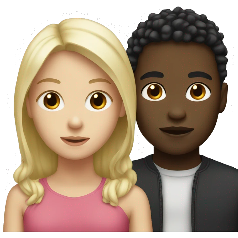 White blonde girl and black boy emoji