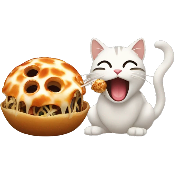 Cat eating takoyaki emoji