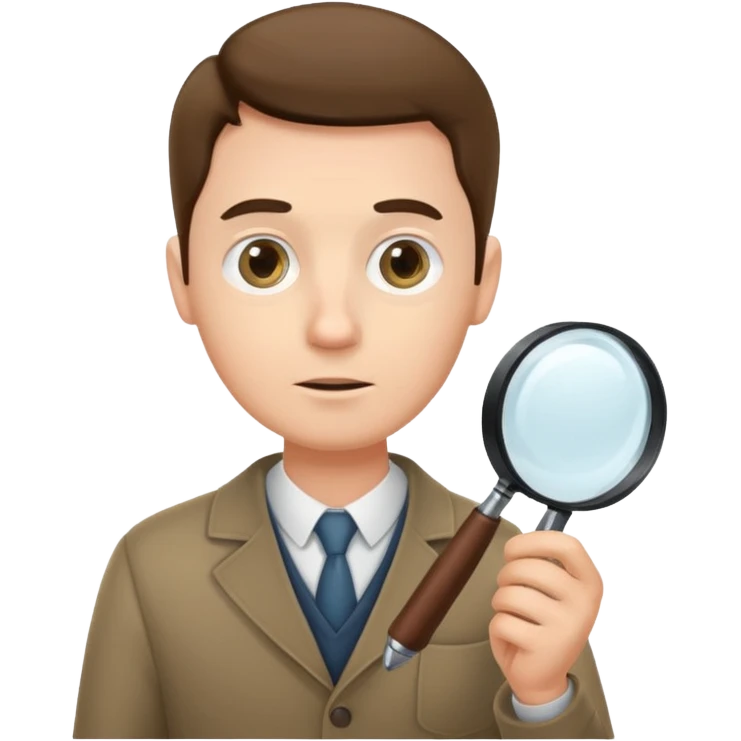 мужчина с лупой в руках emoji
