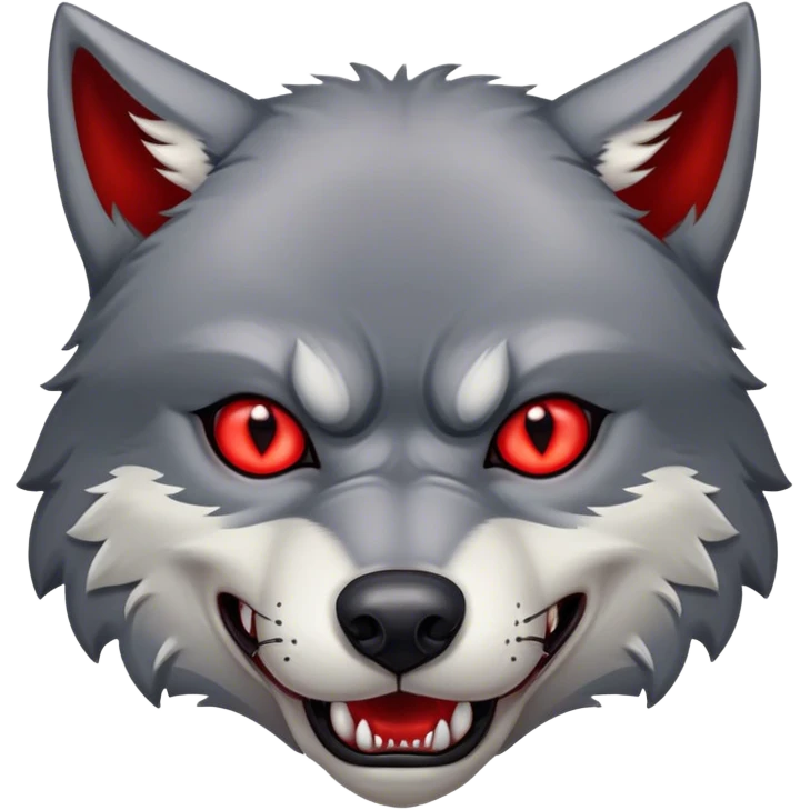Evil Aggressive Grey Wolf with red eyes emoji