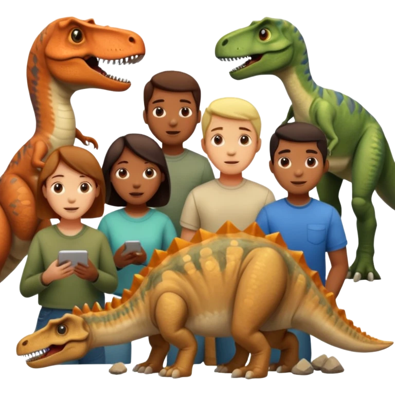 people exploring the dinosaure's gallery
 emoji