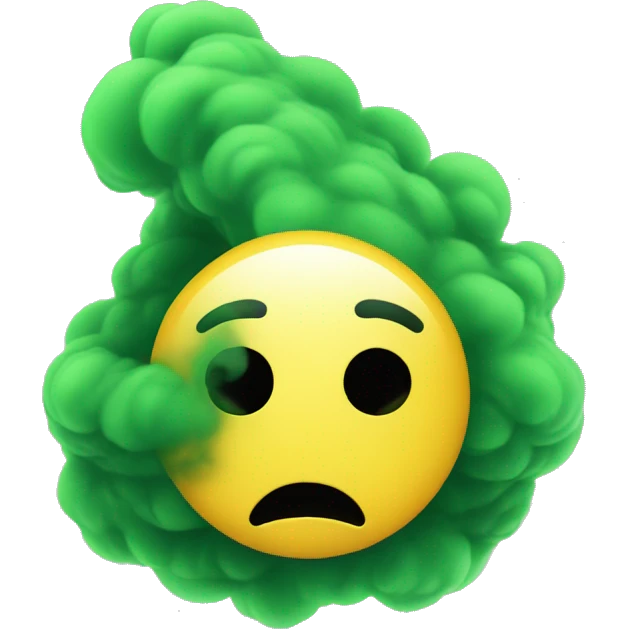 Sad face with green smoke around it emoji