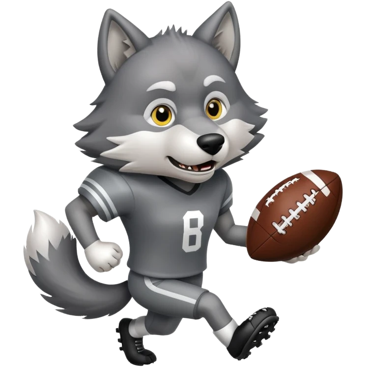 Wolf playing football, holding a football emoji