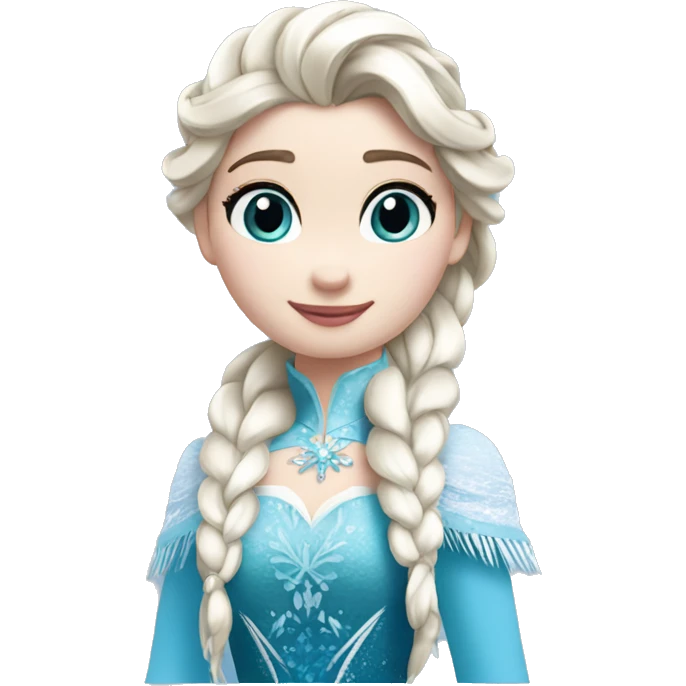 un pato con cuerpo azul, cabeza blanca y trenza con cabello blanco como Elsa de frozen emoji