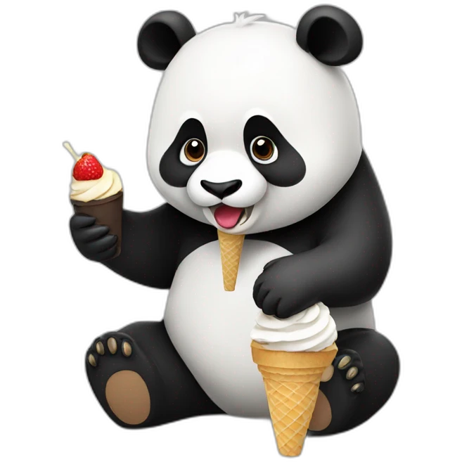 Panda eating ice cream emoji