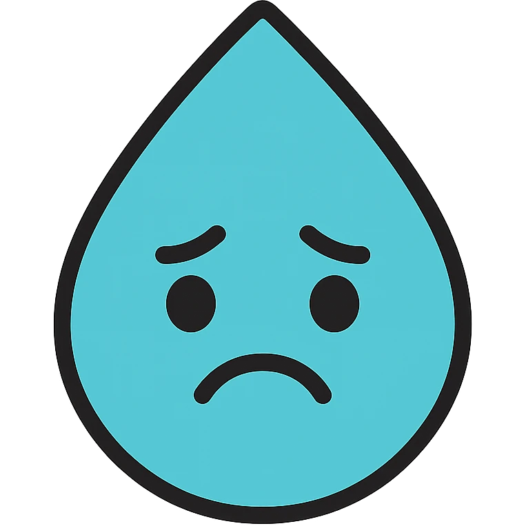 sad water droplet icon with color and black outlines emoji