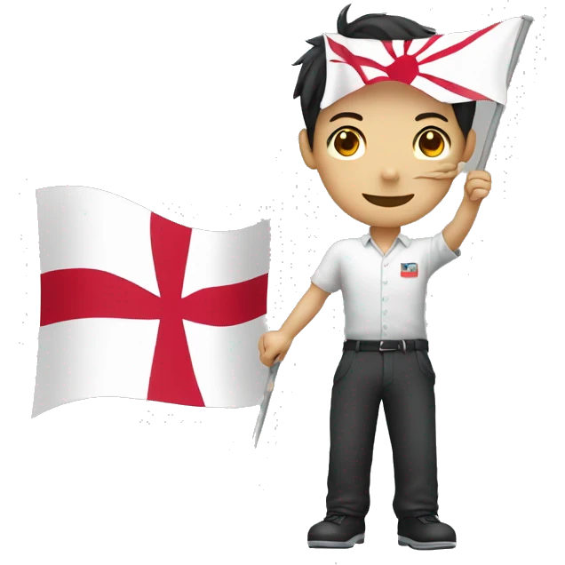 Japan flag with engish man waving emoji