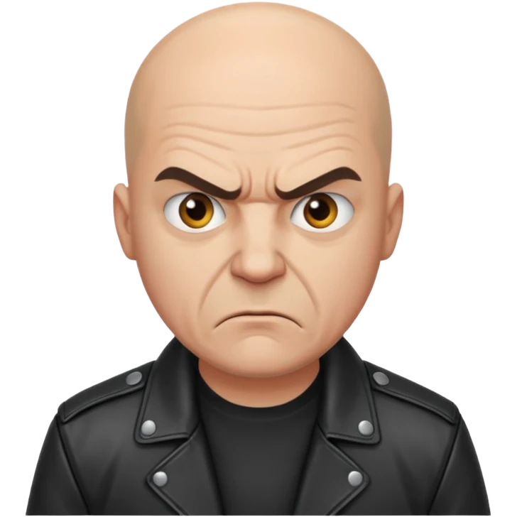 Angry bald man in a leather jacket emoji