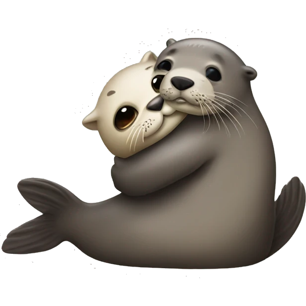 Seal hugging otter emoji