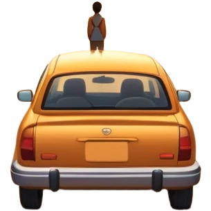 A parked car rests on the side of a long with a person outside , empty road stretching toward a golden sunset. The sky glows with warm colors, and the landscape ahead feels open, peaceful, and full of promise. love  emoji
