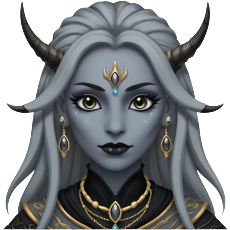 ESO female daedra, lashes and earrings, gray skin emoji