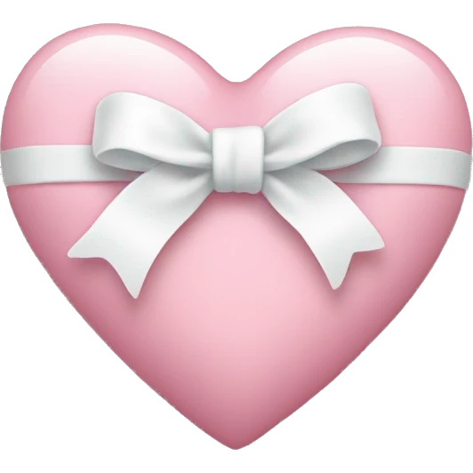 light pink heart with a small white bow on the front emoji