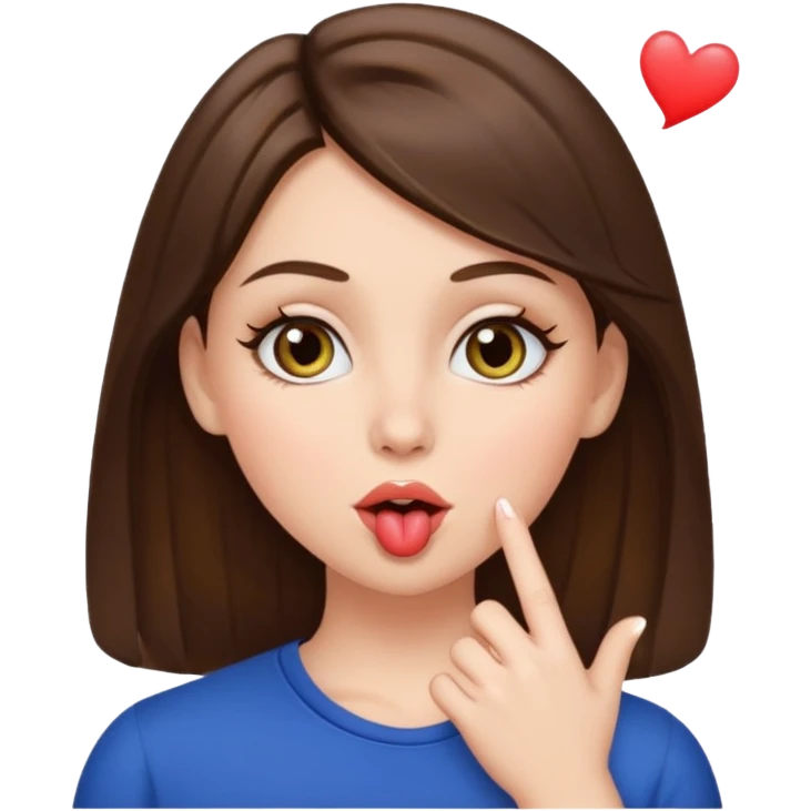white girl with brunette hair and hazel eyes blowing a kiss emoji