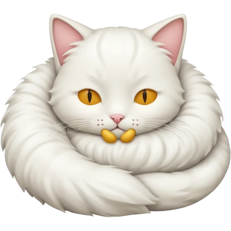 emoji of white sleeping cat with a tail hanging down emoji