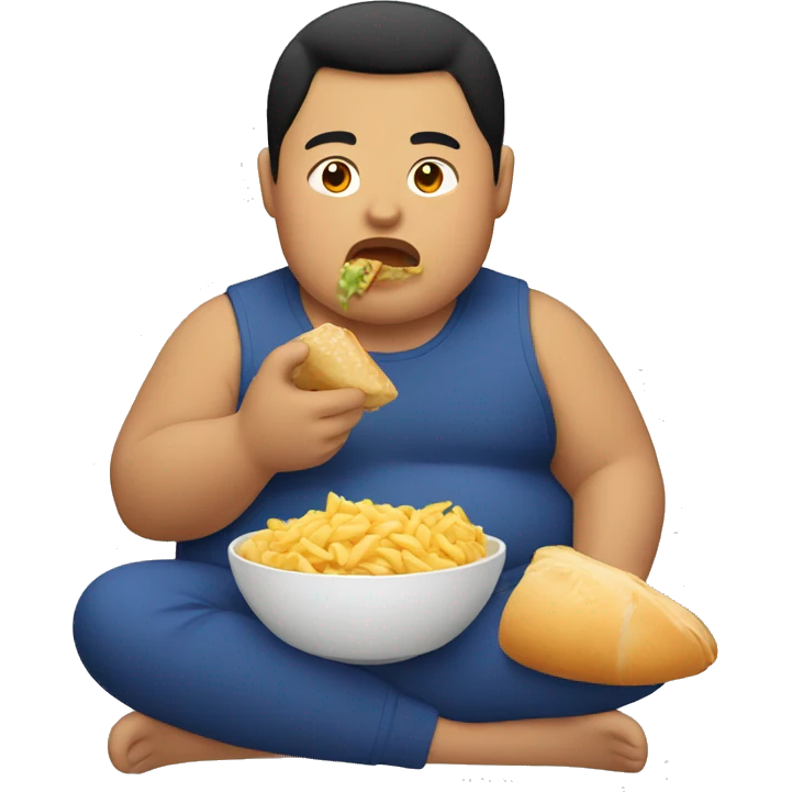 Chubby Filipino guy eating emoji