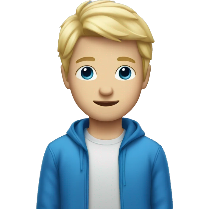 blond hair boy dressed in blue emoji