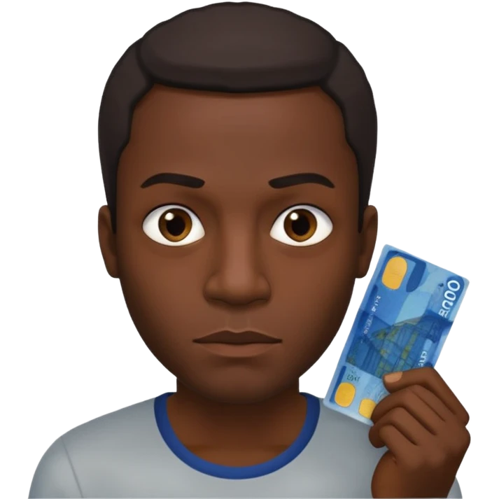 create a blackman holding 20 euro bill and looking like a villian emoji
