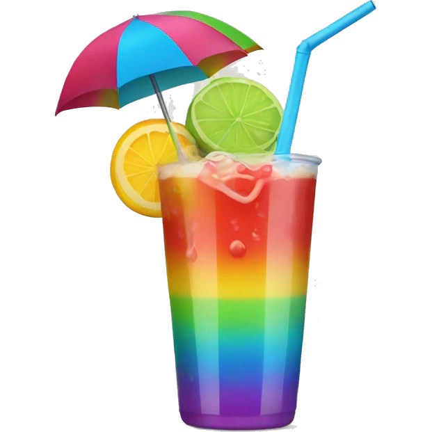 Colorful drink with straw and umbrella emoji