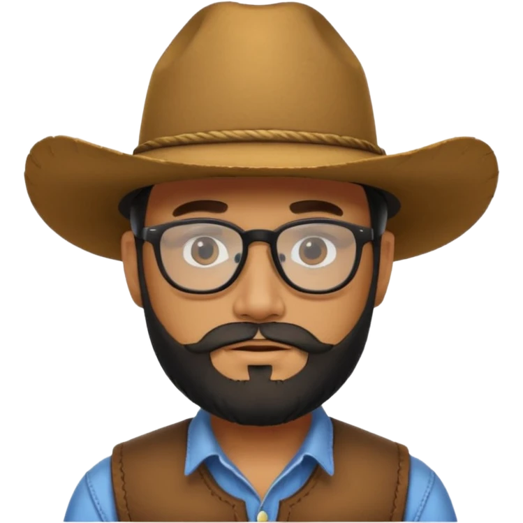 Man wearing a cow boy hat, beard and black glasses  emoji