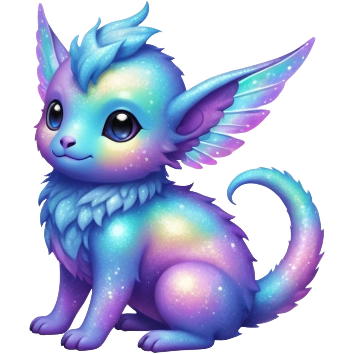 Pastel cute nebula fuzzy realistic glittery Randomly-faerie-drake-colored sparkly exotic Fakémon-creature emoji