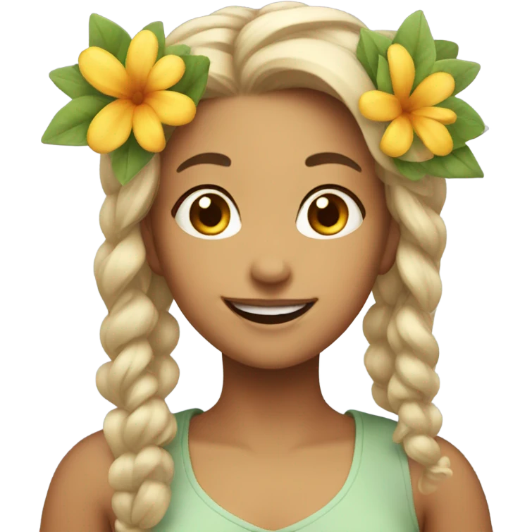 happy girl with flower hair  emoji