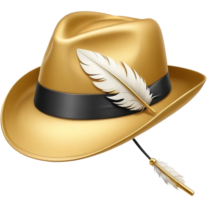 A gold fedora emoji with a white feather emoji