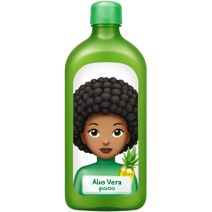 Bottle of Aloe Vera Pre-Poo. The label on the bottle should have a picture of a black woman with afro. emoji