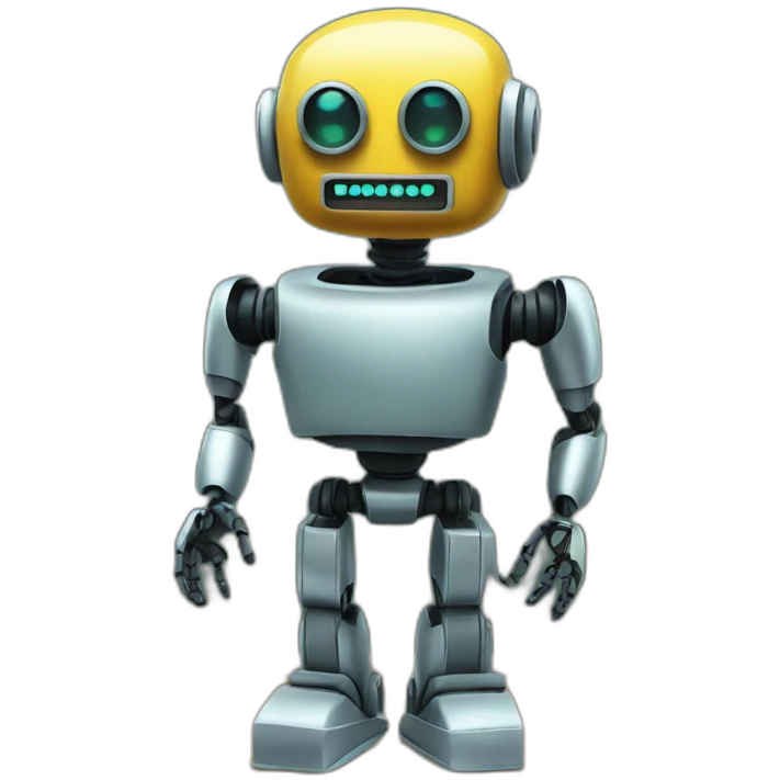 robot in front of a chalkboard emoji