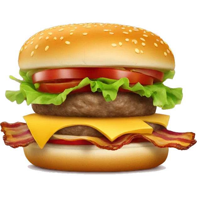 Hamburger with American cheese, tomatoes, onions and bacon emoji